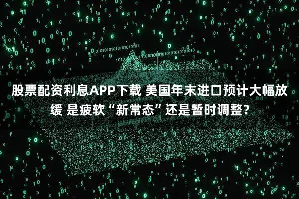 股票配资利息APP下载 美国年末进口预计大幅放缓 是疲软“新常态”还是暂时调整？